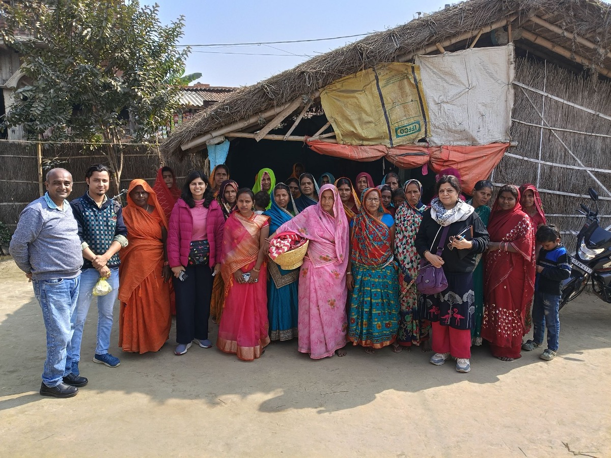 DBPRF field team with village women during a community needs assessment in Bihar